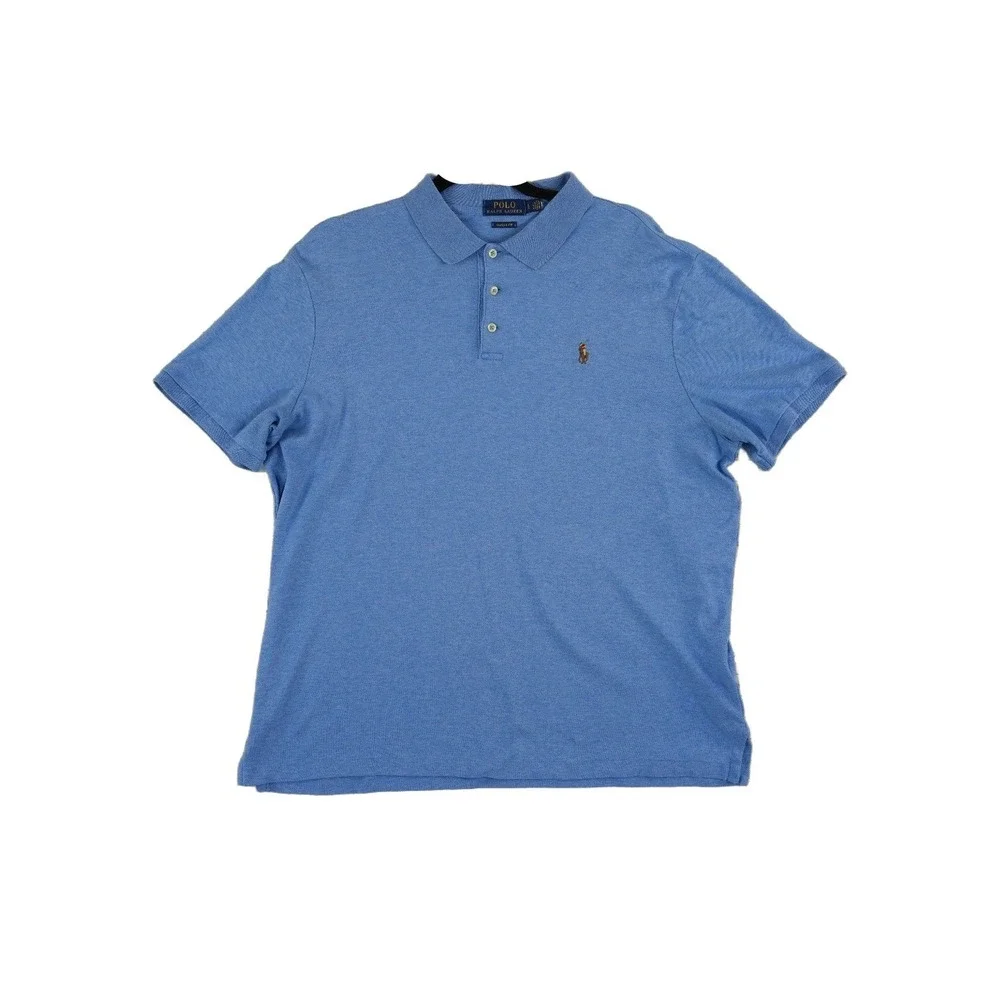 Polo Ralph Lauren Polo Shirt Top Men's Size Large Blue 100%‎ Cotton Classic Fit